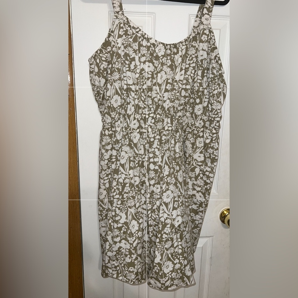 Lane Bryant Green and White Sleeveless Midi Sundress